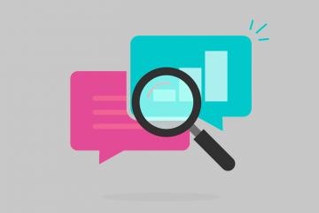 Icon of microscope against documents against gray background